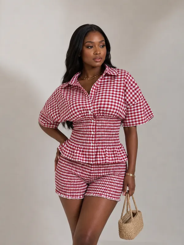 Ensemble vichy rouge élégant