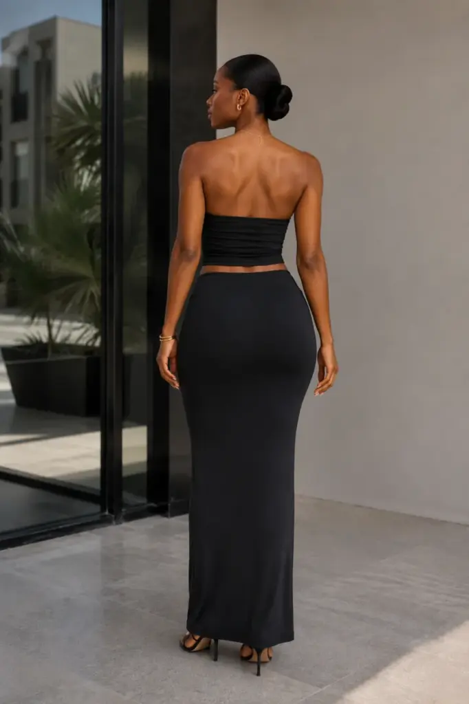 Tenue noire élégante — vue dos