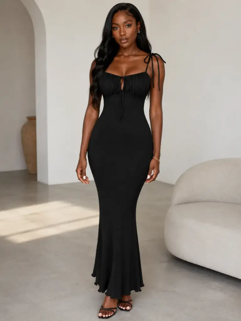 Robe noire fourreau — vue face