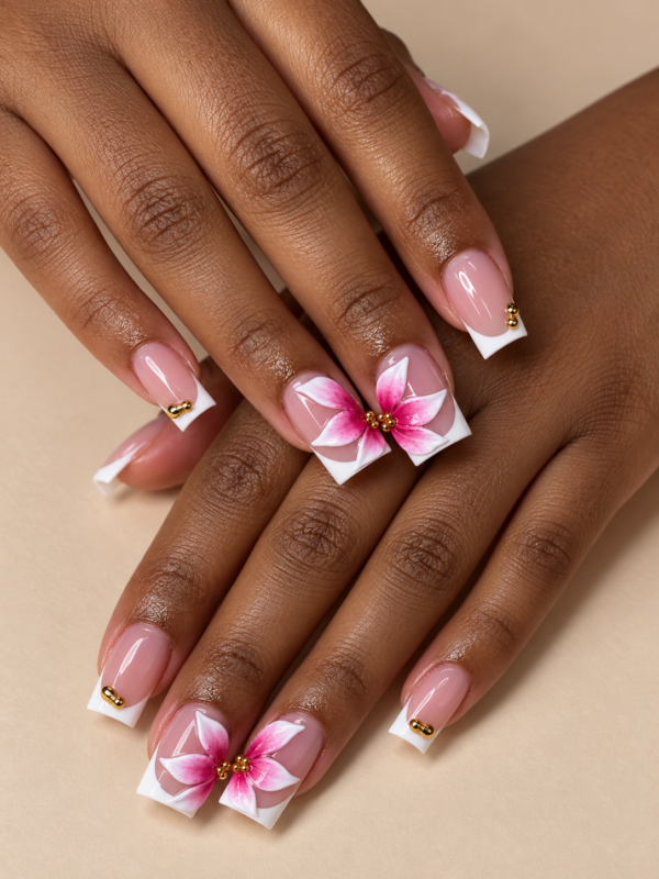 Pink Blossom Nails